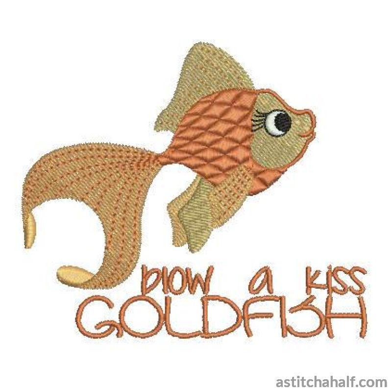Blow a Kiss Gold Fish - aStitch aHalf