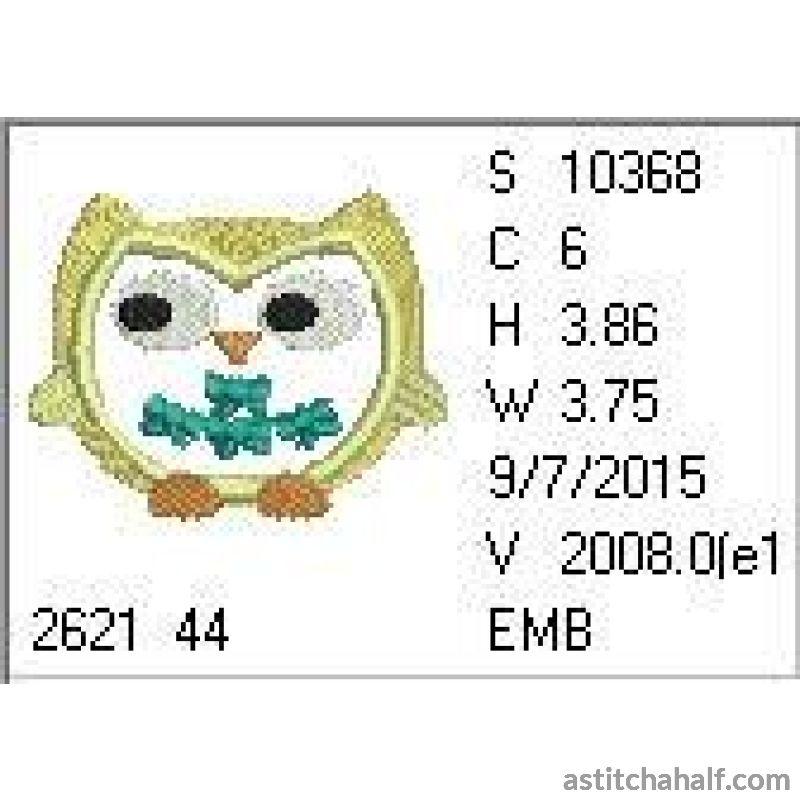 Bow Owl - aStitch aHalf