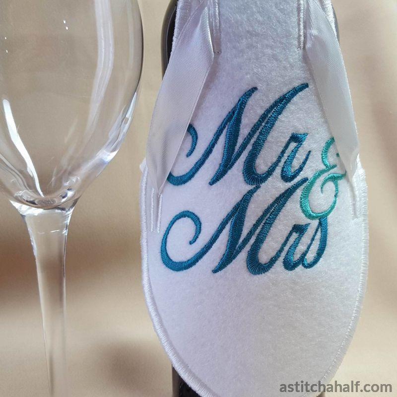 Bride Groom Bottle Aprons - aStitch aHalf