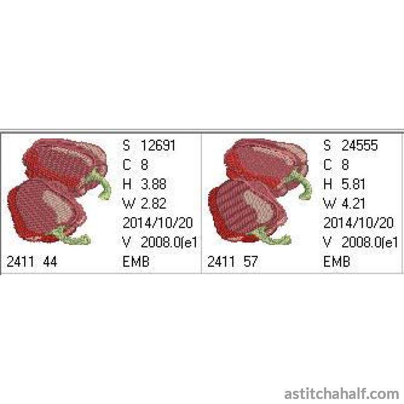 Brilliant Red Bell Peppers - aStitch aHalf