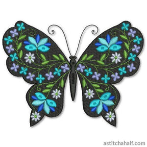 Butterfly Black and Blue Brandeis - aStitch aHalf