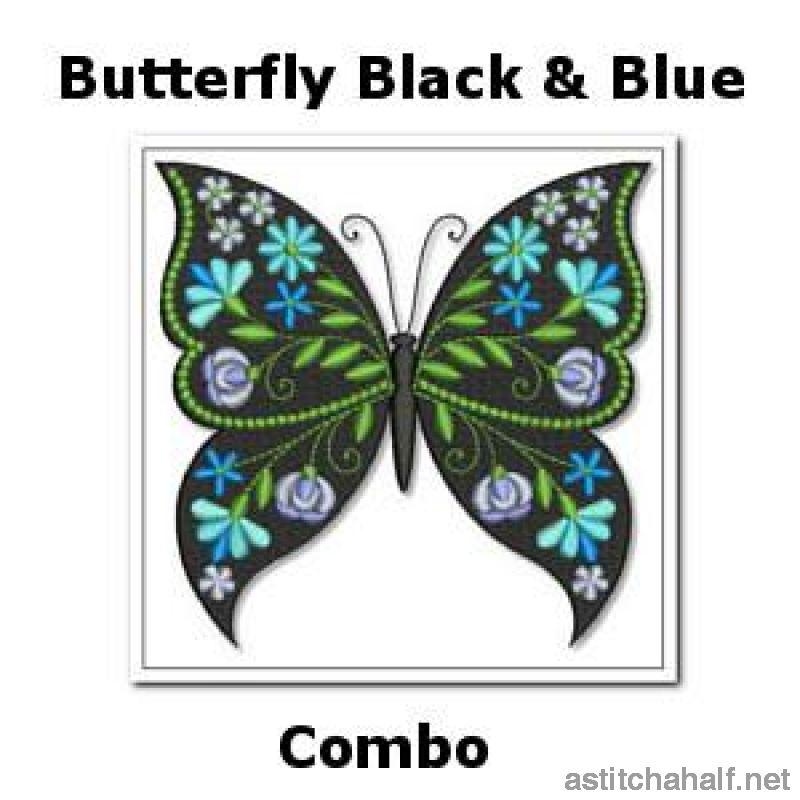Butterfly Black and Blue Combo - a-stitch-a-half