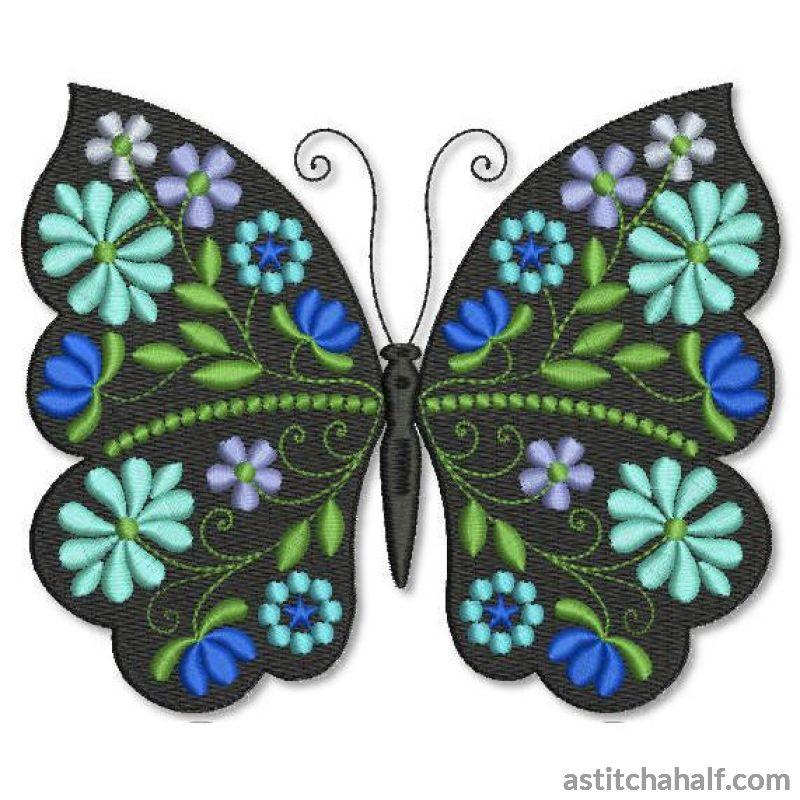 Butterfly Black and Blue Majorelle - aStitch aHalf