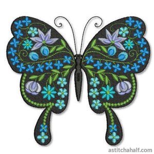 Butterfly Black and Blue Maya - aStitch aHalf