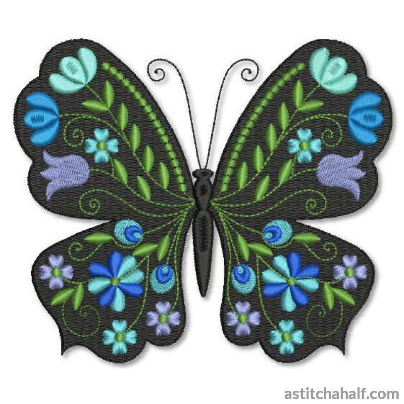 Butterfly Black and Blue Sky - aStitch aHalf