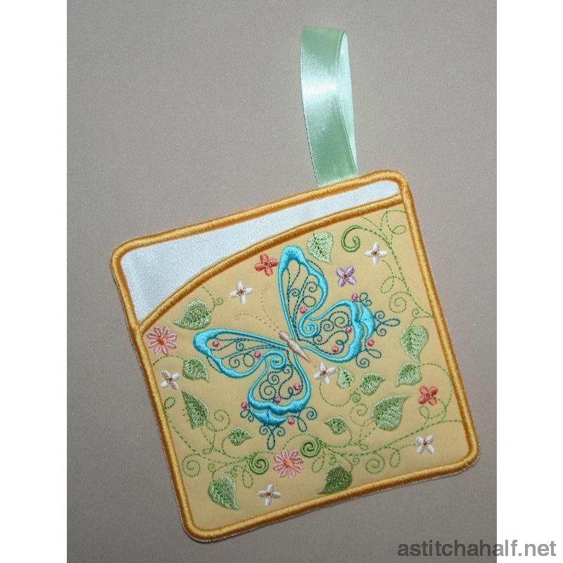 Butterfly Blue Pot Holders - a-stitch-a-half