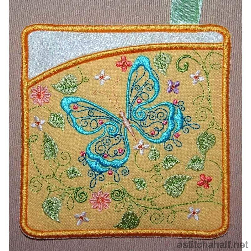 Butterfly Blue Pot Holders - a-stitch-a-half