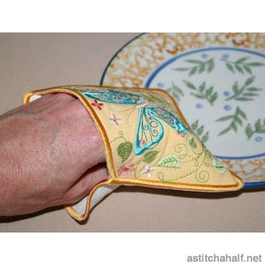 Butterfly Blue Pot Holders - a-stitch-a-half