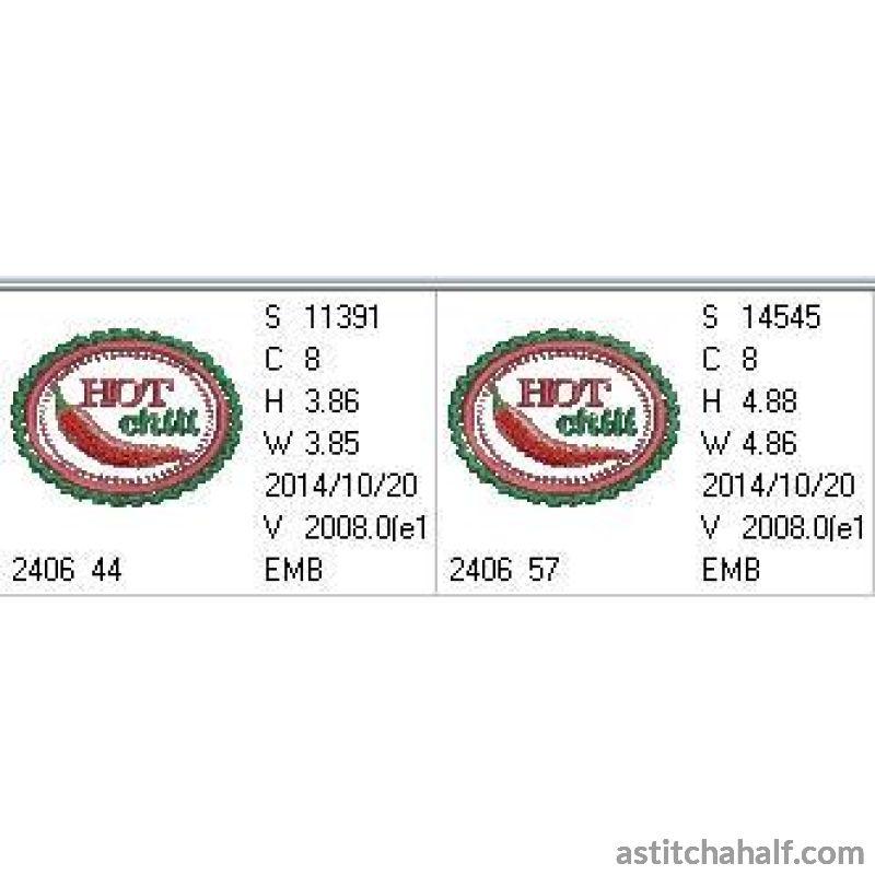 Chili Label Hot - aStitch aHalf