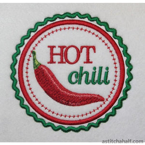 Chili Label Hot - aStitch aHalf