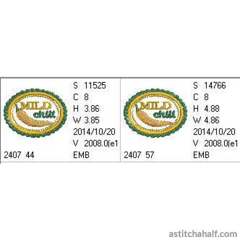 Chili Label Mild - aStitch aHalf