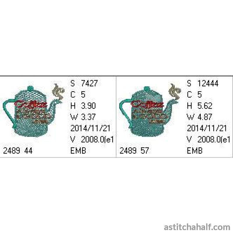 Coffee Always a Good Idea - aStitch aHalf