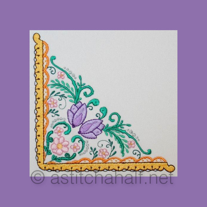 Tulips Centerpiece, Corner and Quilt Block