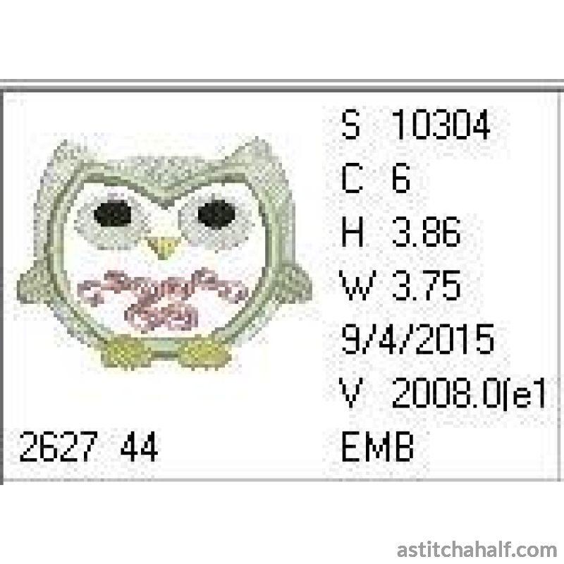 Curly Owl - aStitch aHalf