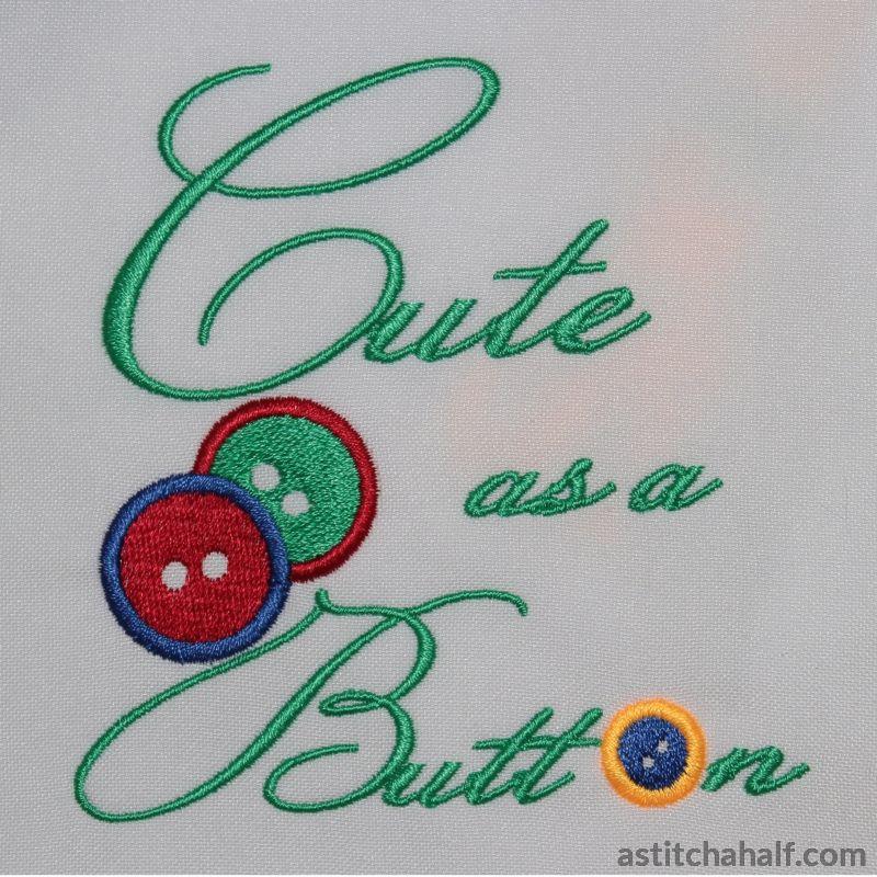 Cute as a button Curly Script - aStitch aHalf