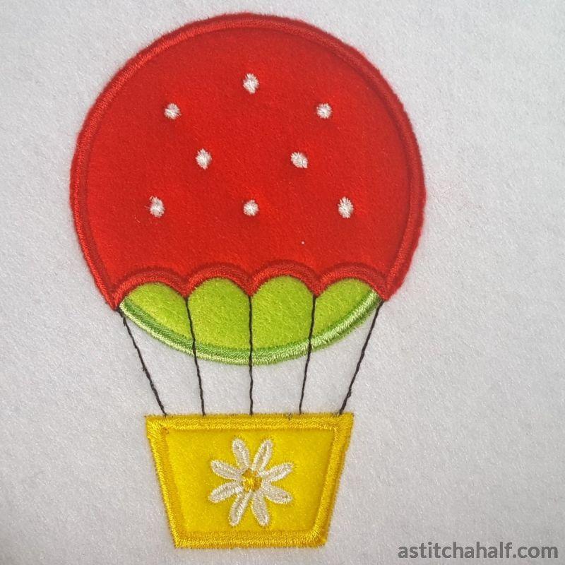 Cute Hot Air Balloon Applique - aStitch aHalf