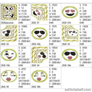 Emoji Family Placemat - aStitch aHalf