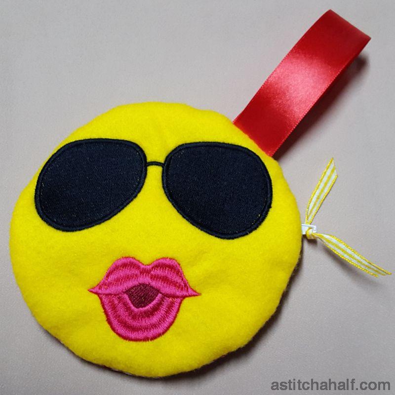 Emoji Looking Cool Hers Bag with in the hoop zipper - aStitch aHalf