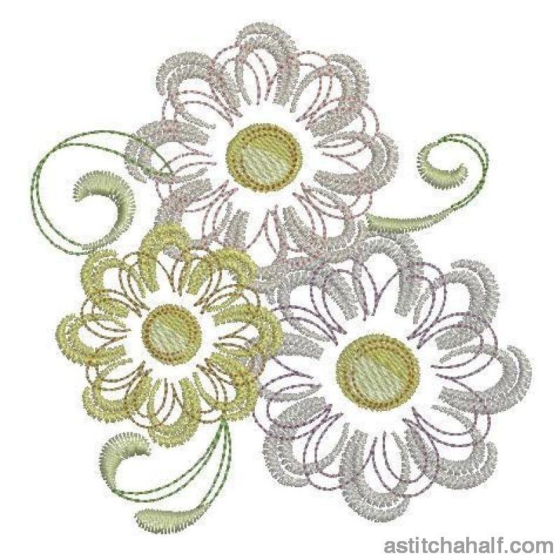 Floral Fluff Trio - aStitch aHalf