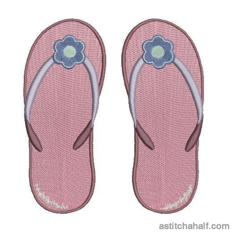 Flowery Flip Flops - aStitch aHalf