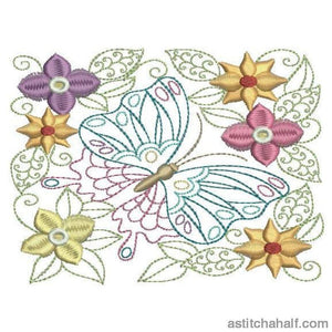 Flowery Flutterby - aStitch aHalf