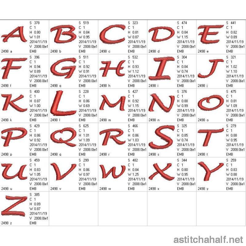 Font Lucinda Handwriting Capital Letters - aStitch aHalf
