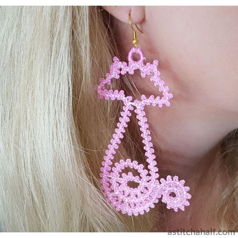 Freestanding Lace Feline Earrings - aStitch aHalf