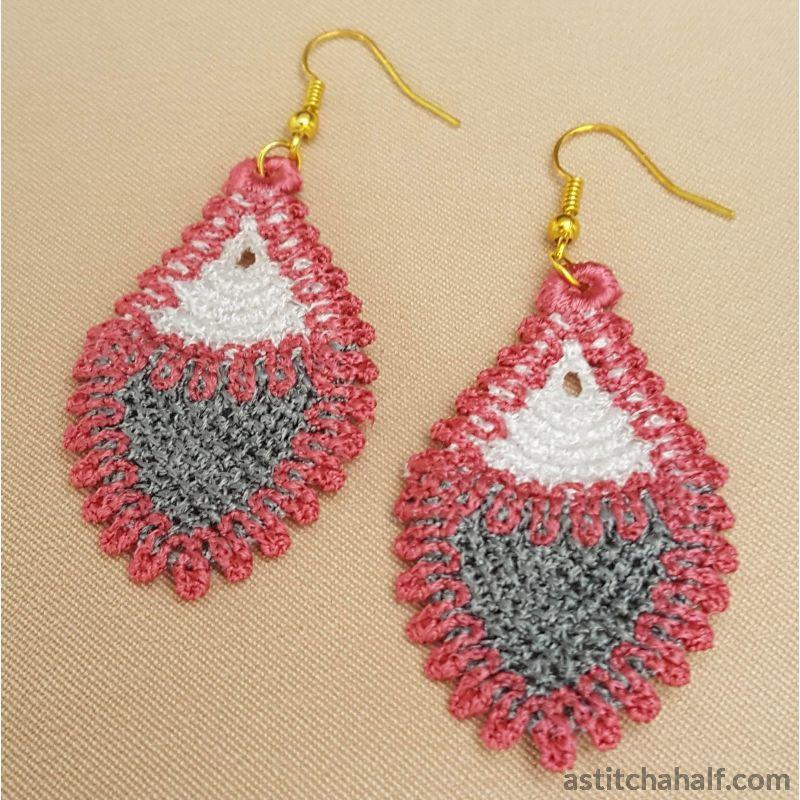 Freestanding Lace Fibonacci Earrings - aStitch aHalf