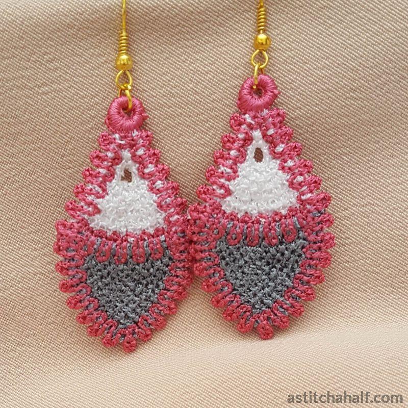 Freestanding Lace Fibonacci Earrings - aStitch aHalf