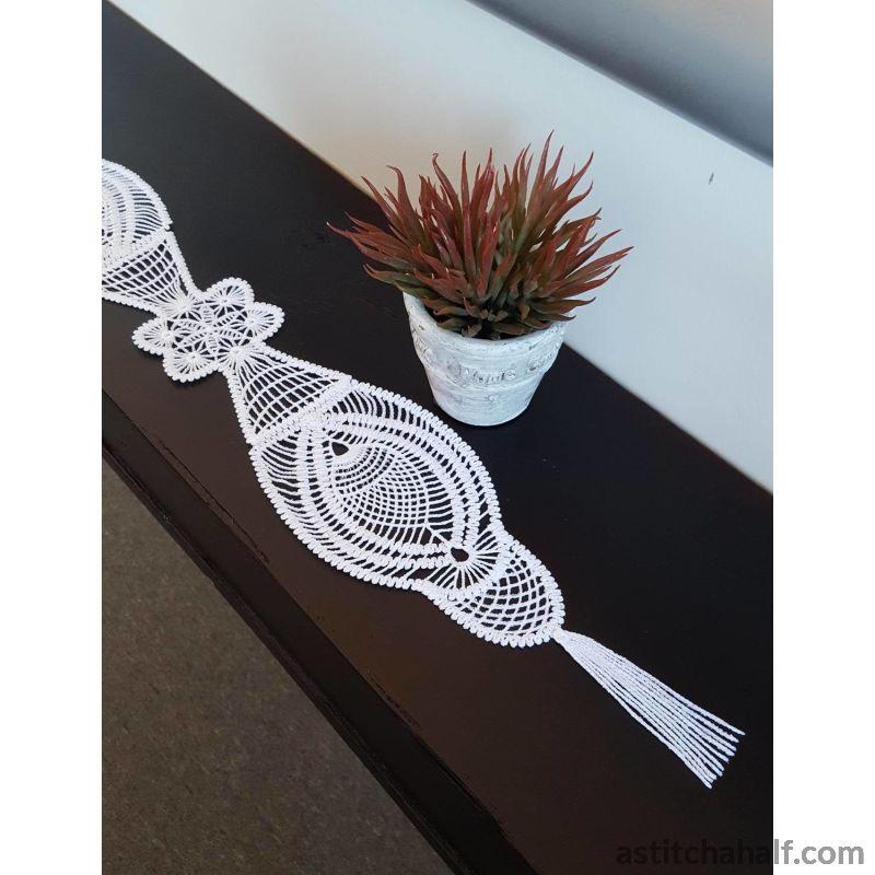 Freestanding Lace Fibonacci Style Table Stunner - aStitch aHalf