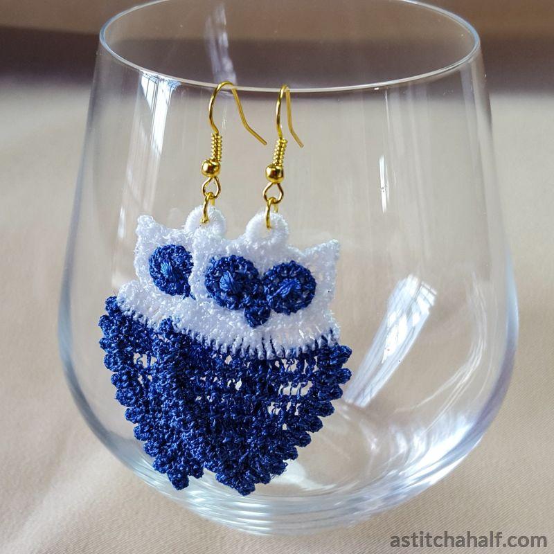 Freestanding Lace Owl Earrings - aStitch aHalf