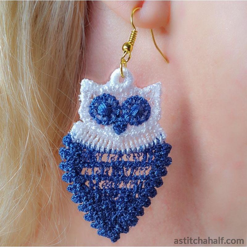 Freestanding Lace Owl Earrings - aStitch aHalf