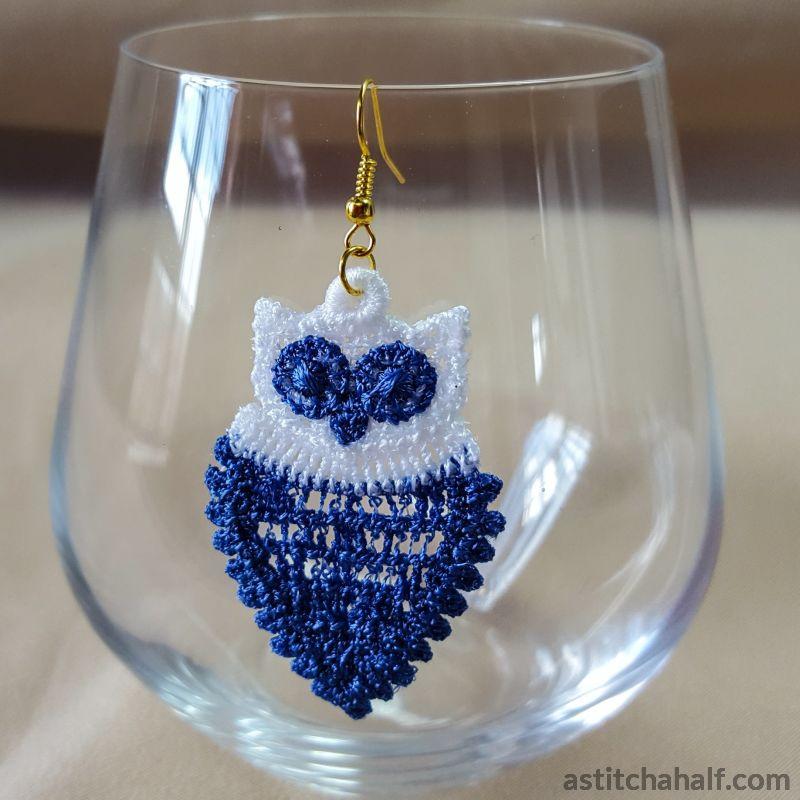 Freestanding Lace Owl Earrings - aStitch aHalf