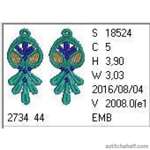 Freestanding Lace Peacock Teardrop Earrings - aStitch aHalf