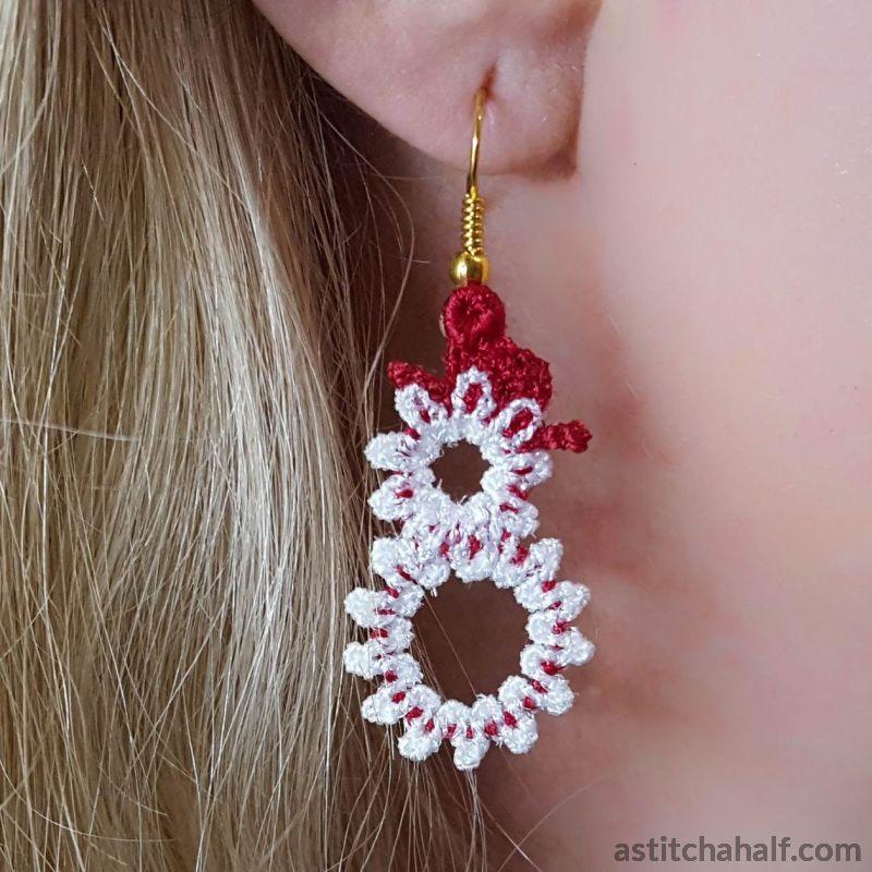 Freestanding Lace Snowman Earrings - aStitch aHalf