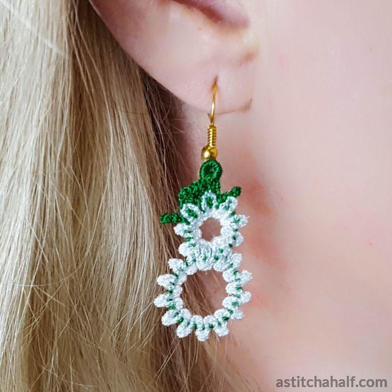 Freestanding Lace Snowman Earrings - aStitch aHalf
