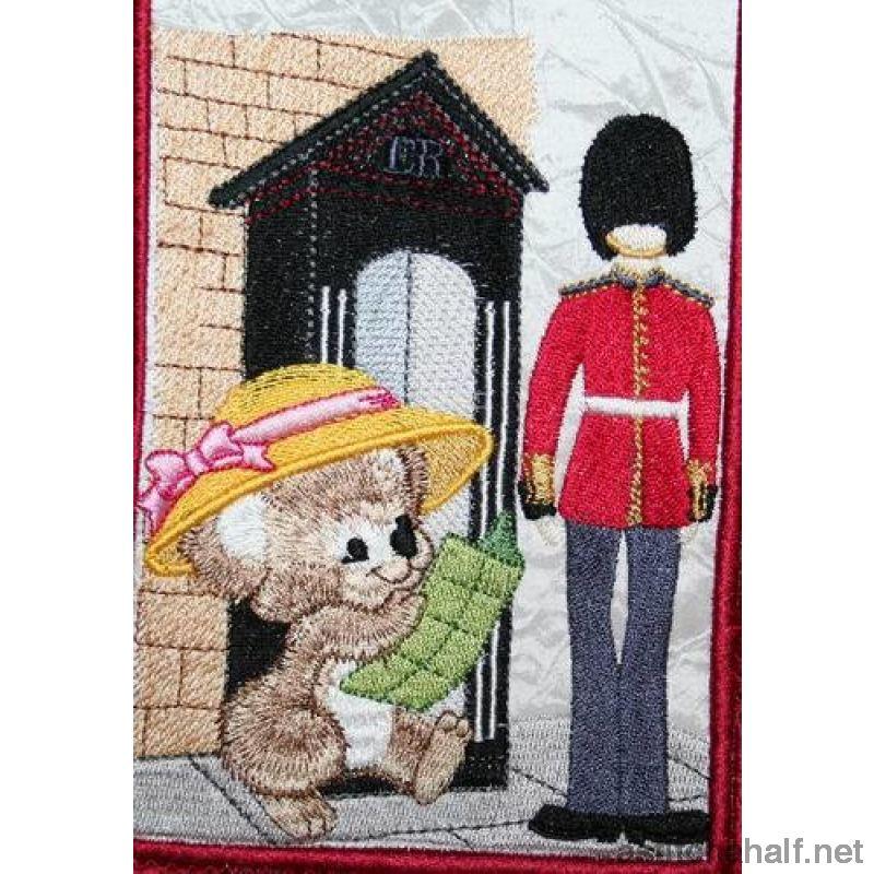 Fuzzy Olivia at Buckingham Palace - a-stitch-a-half