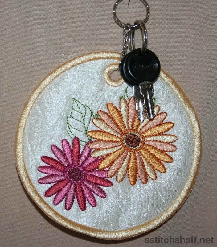 Gerbera Keytag - a-stitch-a-half