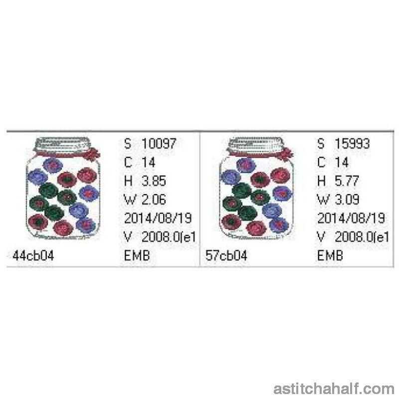 Glass jar with Buttons - aStitch aHalf