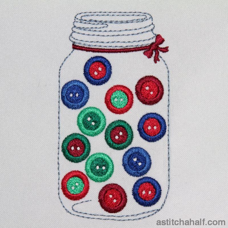 Glass jar with Buttons - aStitch aHalf