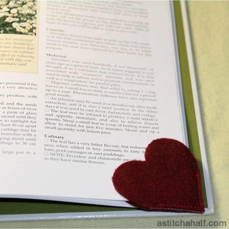 Heart bookmark - aStitch aHalf