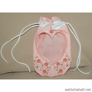 Heart Peek a Drawstring Bag - a-stitch-a-half