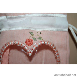 Heart Peek a Drawstring Bag - a-stitch-a-half