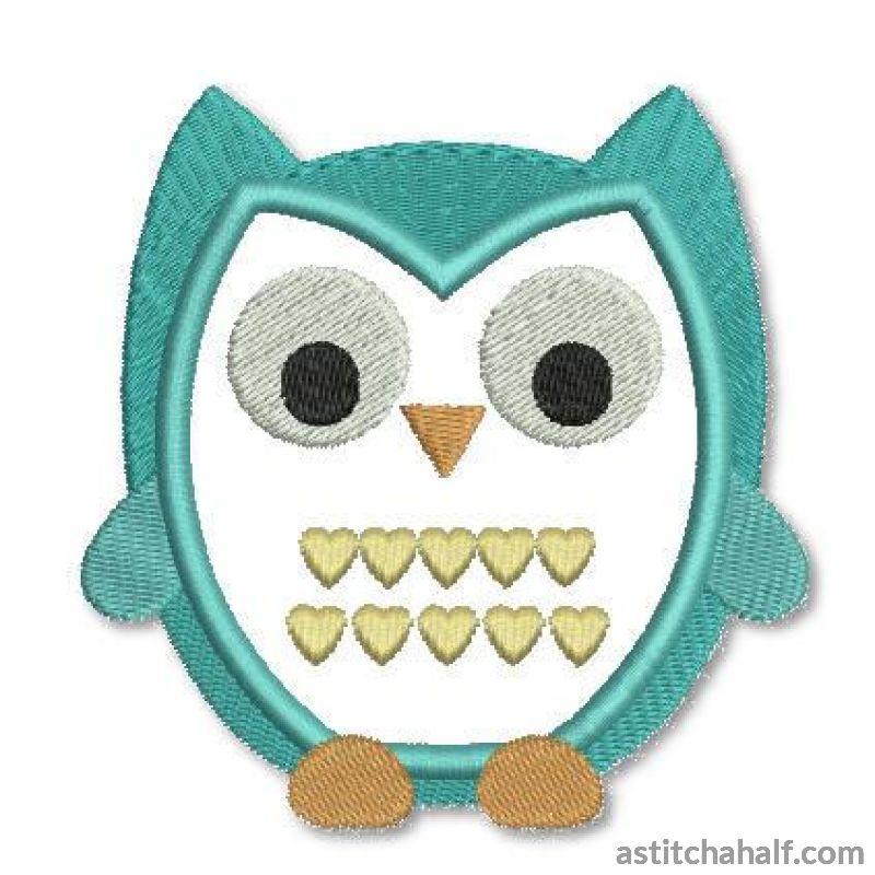 Hearts Owl - aStitch aHalf