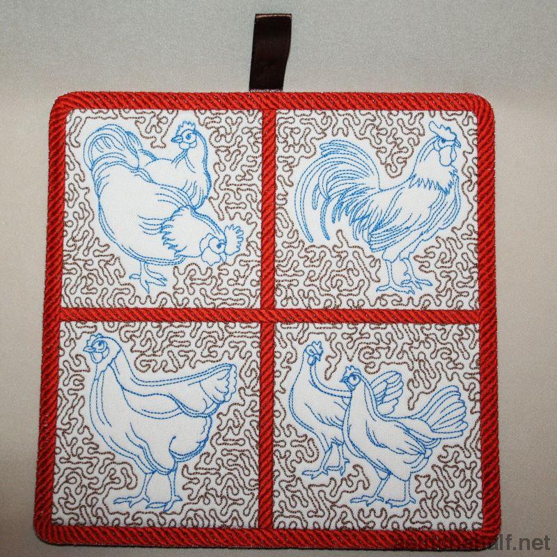 Hens Trapunto - aStitch aHalf