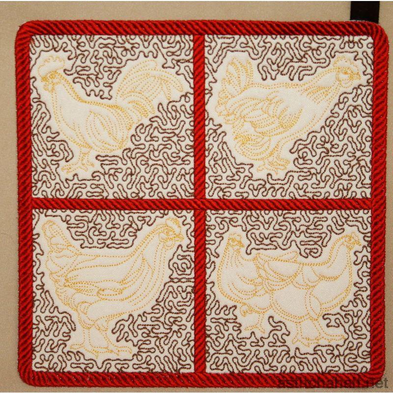 Hens Trapunto - aStitch aHalf