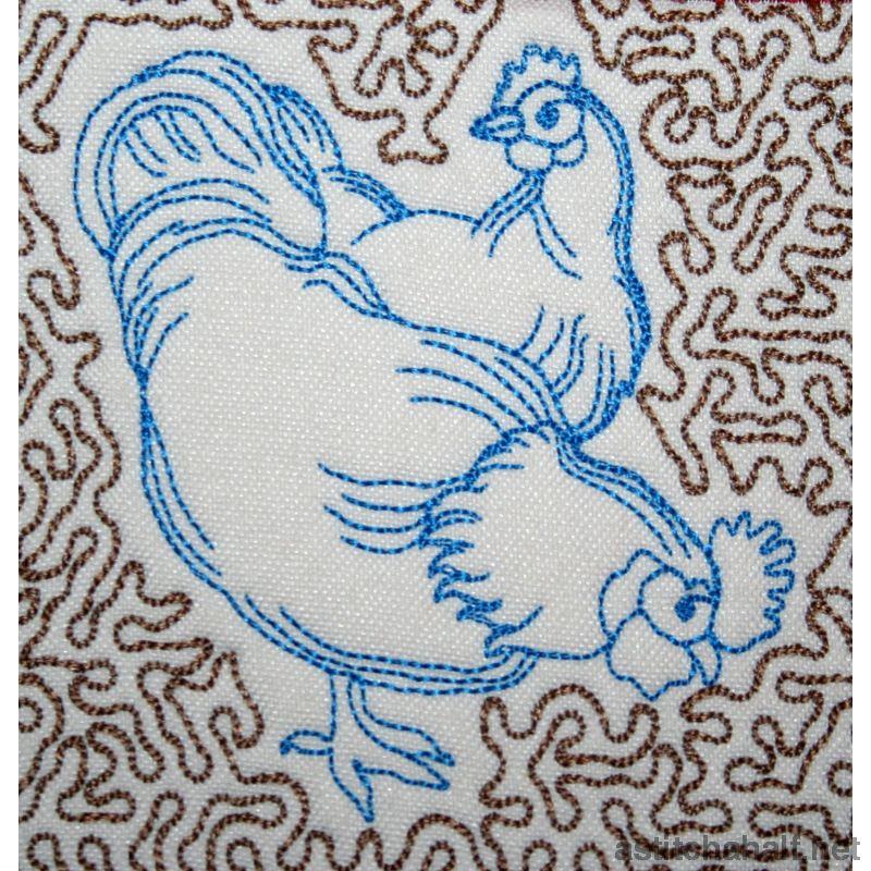 Hens Trapunto - aStitch aHalf