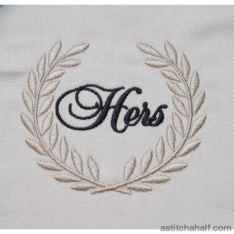Hers Wreath Monogram - aStitch aHalf