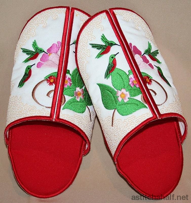 Humming Birds Slippers - a-stitch-a-half