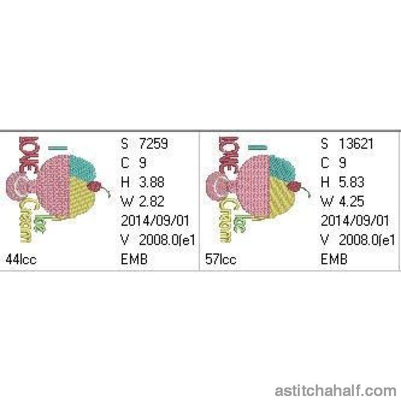 I Love Ice Cream - aStitch aHalf